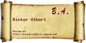 Binter Albert névjegykártya