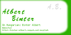 albert binter business card